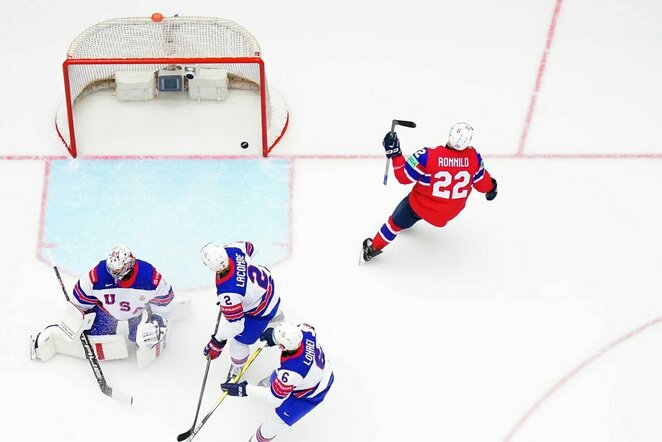 Norvegija – JAV rungtynių akimirka | IIHF nuotr.