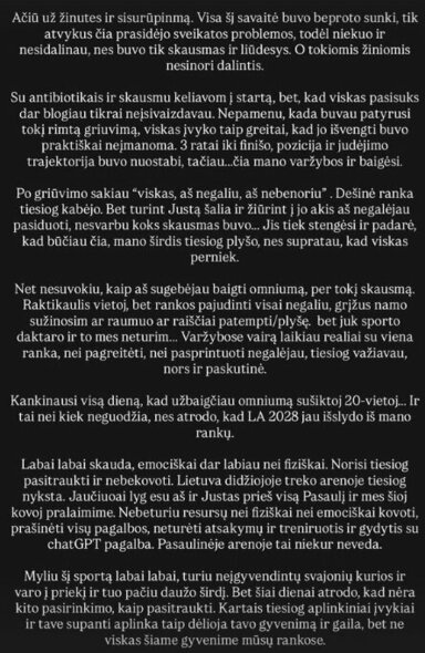 Olivijos Baleišytės žinutė | Instagram.com nuotr