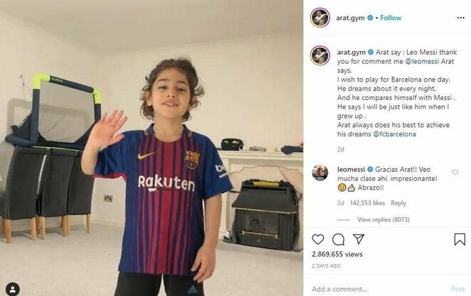 Lionelio Messi žinutė vaikui | Instagram.com nuotr