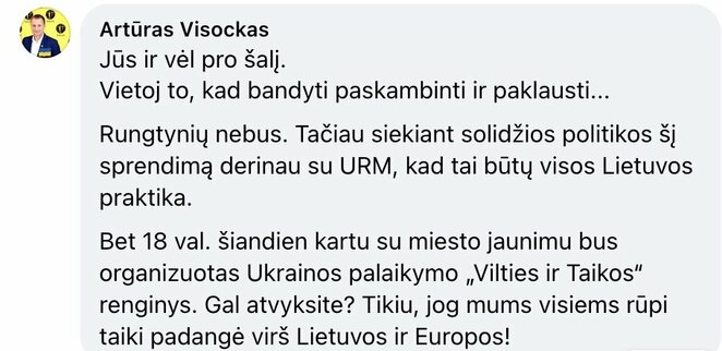 Šiaulių mero komentaras | Organizatorių nuotr.