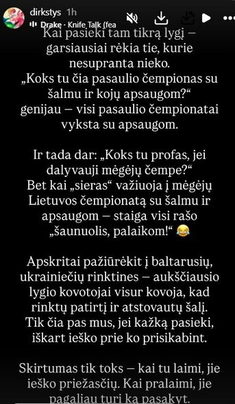 Dominyko Dirksčio žinutė | Instagram.com nuotr