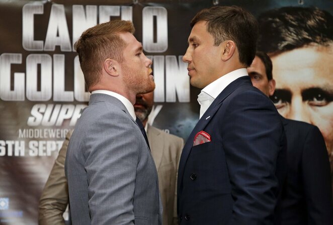 Canelo Alvarezas ir Genadijus Golovkinas | Scanpix nuotr. Canelo Alvarezas ir Genadijus Golovkinas | Scanpix nuotr.
