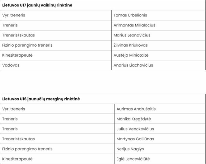 Rinktinių treneriai ir personalas | Organizatorių nuotr.