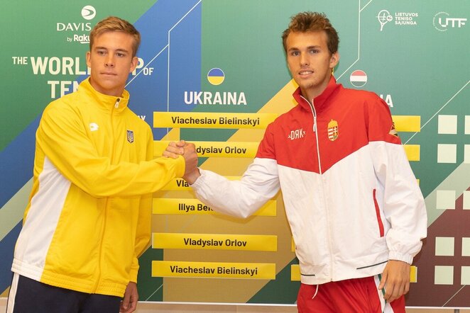 Burtų traukimo ceremonija prieš Ukrainos ir Vengrijos vyrų teniso rinktinių akistatą | Sauliaus Čirbos nuotr.