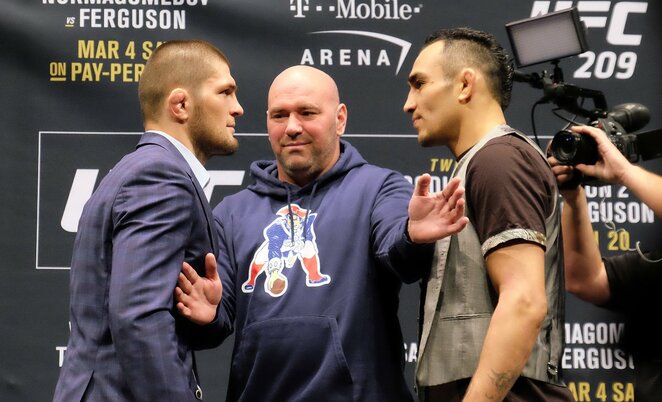 Chabibas Nurmagomedovas, Dana White'as ir Tony Fergusonas | Instagram.com nuotr