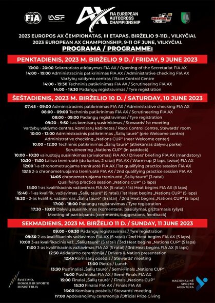 Varžybų programa | Organizatorių nuotr. Varžybų programa | Organizatorių nuotr.
