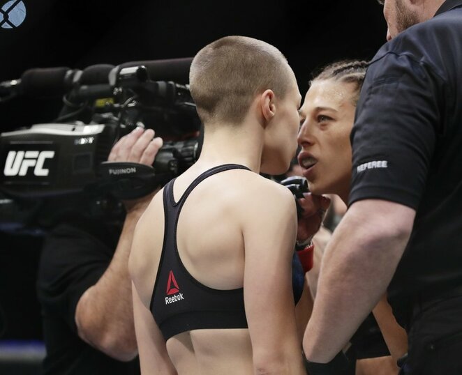 Joanna Jedrzejczyk ir Rose Namajunas | Scanpix nuotr. Joanna Jedrzejczyk ir Rose Namajunas | Scanpix nuotr.