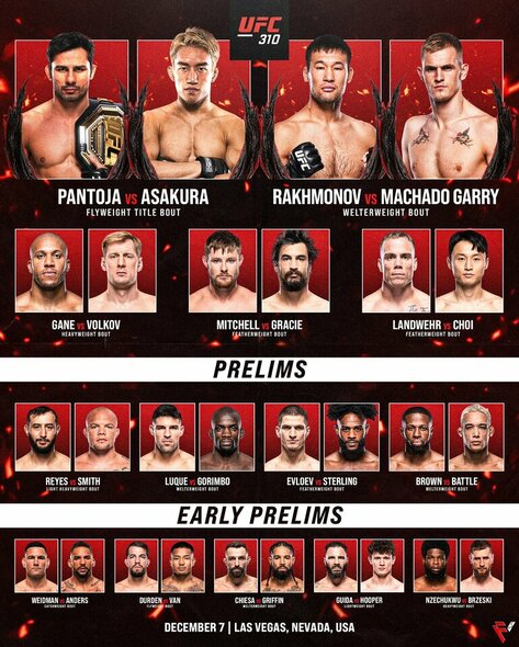 „UFC 310“ programa | Organizatorių nuotr. „UFC 310“ programa | Organizatorių nuotr.