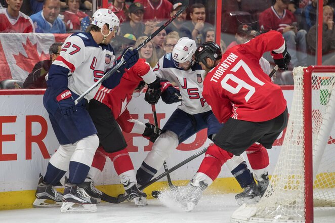 Kanados ir JAV rinktinių rungtynių akimirka | Scanpix nuotr.