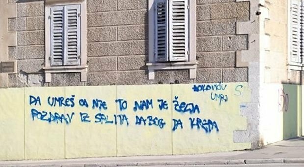 Užrašas Kroatijoje | „Twitter“ nuotr.