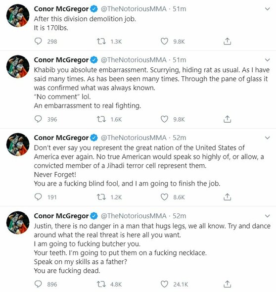 Conoro McGregoro žinutės | „Twitter“ nuotr.