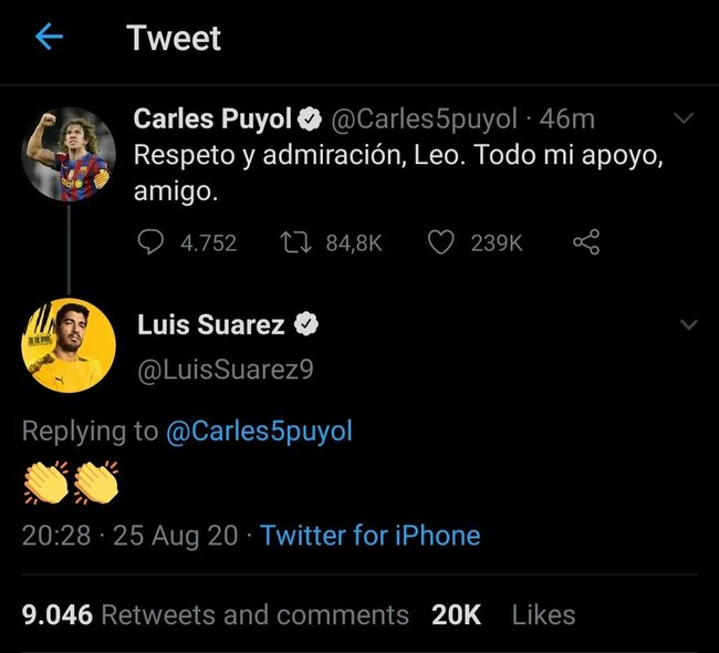 Carleso Puyolio ir Luiso Suarezo komentarai | „Twitter“ nuotr.
