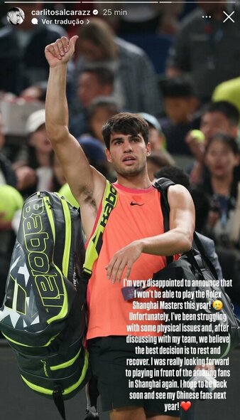Carloso Alcarazo žinutė | Instagram.com nuotr