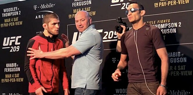 Chabibas Nurmagomedovas, Dana White'as ir Tony Fergusonas | Instagram.com nuotr