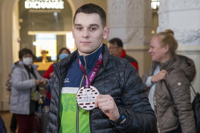 Kristupas Šleiva grįžo su Europos imtynių čempionato medaliu | Roko Lukoševičiaus/BNS Foto nuotr.