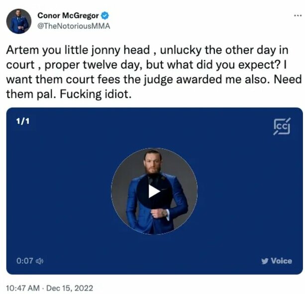Conoro McGregoro komentarai | „Twitter“ nuotr.