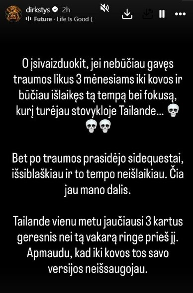 Dominyko Dirksčio žinutė | Instagram.com nuotr