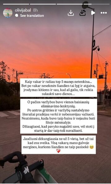 Olivijos Baleišytės žinutė | Instagram.com nuotr