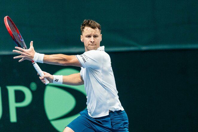 Ričardas Berankis prieš Zurą Tkemaladzę | Skirmanto Lisausko/BNS Foto nuotr. Ričardas Berankis prieš Zurą Tkemaladzę | Skirmanto Lisausko/BNS Foto nuotr.