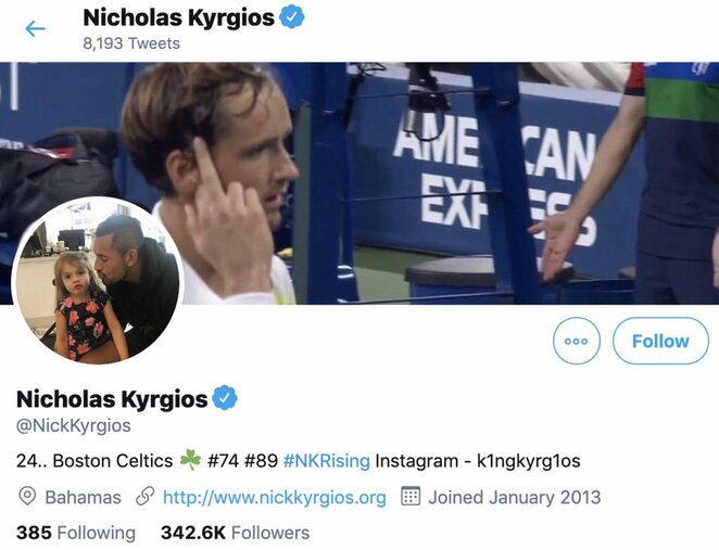 Nicko Kyrgioso paskyra socialiniame tinkle | Organizatorių nuotr.