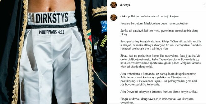 Dominyko Dirksčio žinutė | Instagram.com nuotr