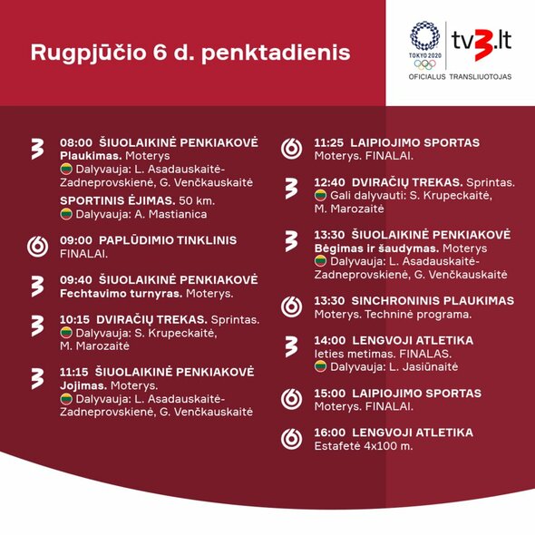 Transliacijų tvarkaraštis | Organizatorių nuotr.