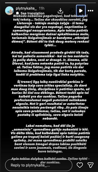 Smiltės Plytnykaitės įrašas | Instagram.com nuotr