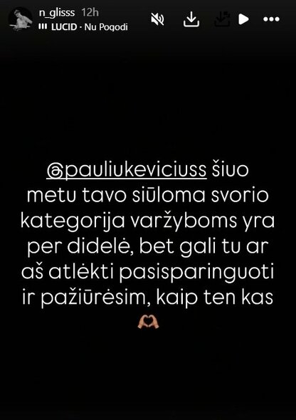 Naglio Kanišausko žinutė | Instagram.com nuotr