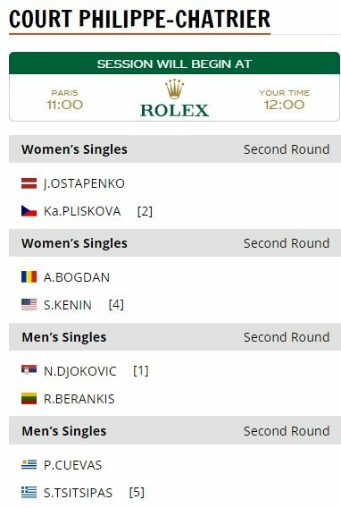 Mačų tvarkaraštis centriniame korte | Organizatorių nuotr. Mačų tvarkaraštis centriniame korte | Organizatorių nuotr.