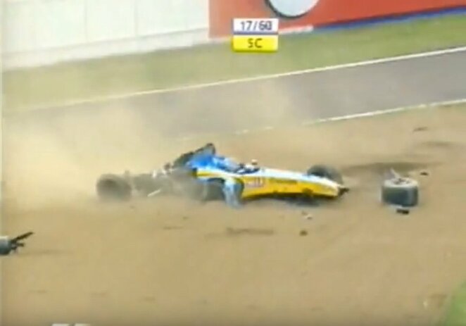 Jarno Trulli avarija 2004 m. Didžiosios Britanijos GP lenktynėse | Youtube.com nuotr.